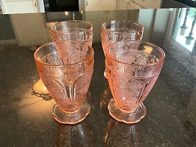Buy Jeanette Glass Cherry Blossom Pink Footed Tumblers (4) • 28.76£