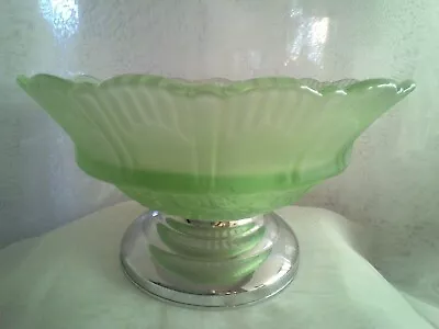 Buy Frosted Green Glass And Chrome Fruit Bowl • 15£