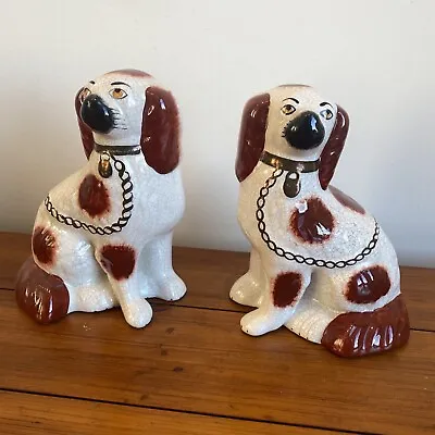 Buy Pair Staffordshire Ware Kent Spaniel Wally Dogs King Charles Figurines 23cm Tall • 49.95£