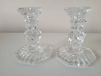 Buy 2X Vintage Clear Glass Candle Holders/Sticks, Matching Pair,Christmas/ Wedding! • 9£
