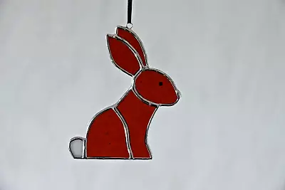 Buy Stained Glass Amber Rabbit/Bunny Hanger/Suncatcher Gift/Home Decor/Ornament • 18£