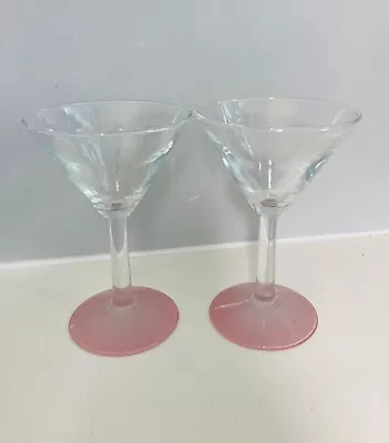 Buy 2 X. Pretty Pastel Pink Footed Martini Cosmo Cocktail Special Party Glass - 5.5  • 5£