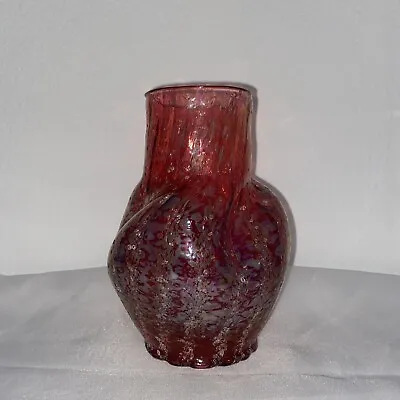 Buy Vintage Dugan Glass Red Frit Triple Pinched Vase • 134.82£