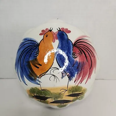 Buy Vintage Bassano Ceramic ABC Bowl Wall Mold Hand Painted Roosters Made In Italy • 16.33£