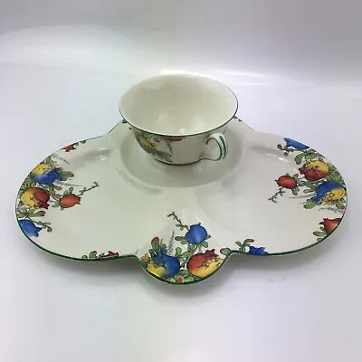 Buy Crown Ducal Ware Tea Cup & Saucer Snack Plate Floral Fruit Pattern HTF Vintage • 30.75£