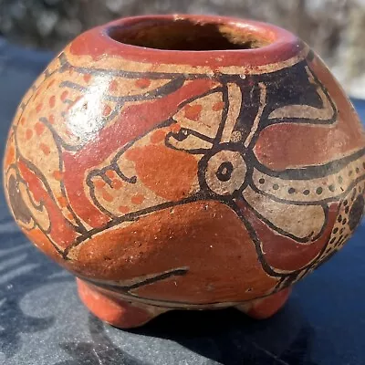 Buy Antique Mayan Pottery 1940s Replica El Salvador 3 Toed Pot Polychrome Decoration • 86.40£