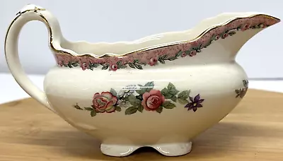 Buy Vintage Clarice Cliff Royal Staffordshire Gravy Boat Gilted Gold Edge Floral VG • 19.99£