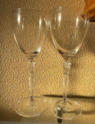 Buy 2x Royal Doulton Elegant Crystal Wine Water Goblets Twisted Stems Unique Barware • 24.99£