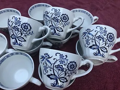 Buy Vintage J &G MEAKIN England, Classic White, Blue Nordic  Set Of 14 Cups • 61.64£