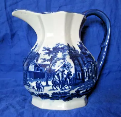 Buy Victoria Ware Ironstone Deep Fluted Pitcher Flow Blue Architectural Decor 8 In • 25.89£