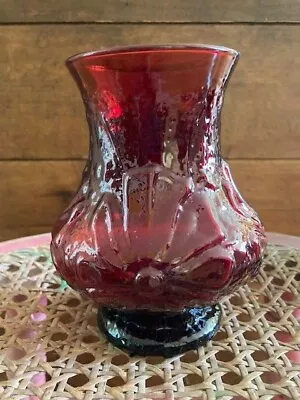 Buy Vintage Ruby Red Glassware, 5 1/2'' Tall Flower Vase • 5.69£