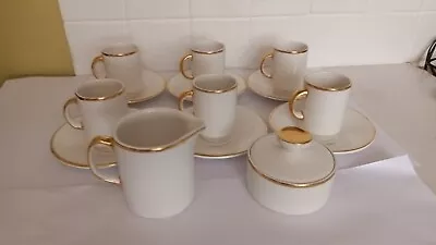 Buy Vintage   Arklow   Tea Set 6 Cups/Saucers Milk Jug /Sugar Bowl White Gold Band • 14.99£