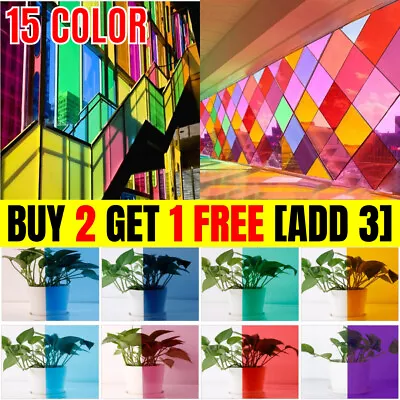 Buy Transparent Coloured Window Film Stained Glass Self Adhesive Vinyl Fablon • 8.68£