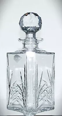 Buy Heavy Vintage EDINBURGH Lead Crystal Cut Glass Square Whisky Decanter - 1.6kg • 35£