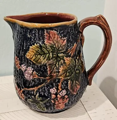 Buy Antique Staffordshire Shorter & Sons Majolica Pitcher W/ Flower And Leaves • 184.27£