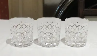 Buy 3 X Vintage Cut Glass Lead Crystal Whisky Tumblers 8.5 Cm Height High Quality • 12£
