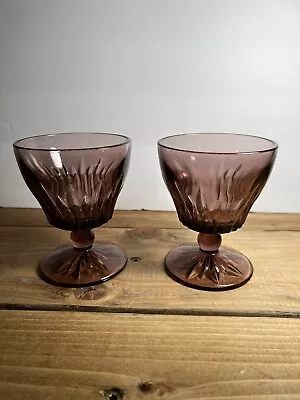 Buy Set Of 2 Vintage Hazel Atlas Moroccan Amethyst Wine Glasses Goblets • 20.84£