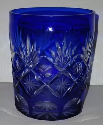 Buy Czech Cobalt Blue Cut To Clear Rocks/Whiskey Glass Bohemia Barware 4  Tall • 26.23£