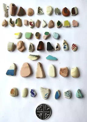 Buy 48 Sea Glass Pottery Multicoloured Vintage Pieces Mosaic Craft Jewellery Art SML • 12.99£
