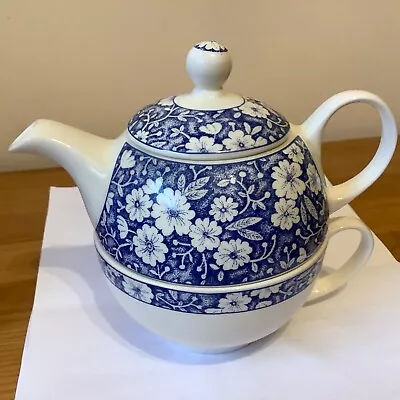 Buy Vintage Arthur Wood, Blue Floral Teapot & Cup For One. • 12£