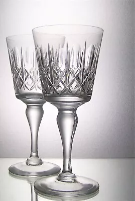 Buy Signed Pair THOMAS WEBB Lead Crystal KINGSWINFORD Cut Glass Wine Goblets  200 Ml • 20£