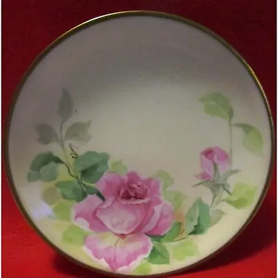 Buy Limoges Fine China Dish Plate France Roses Hand Painted Floral Roses Green VTG • 19.02£