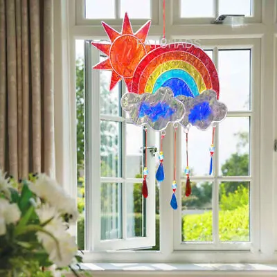Buy Suncatcher Stained Glass & Metal Rainbow Hanging Window Decoration With Hooks • 12.95£