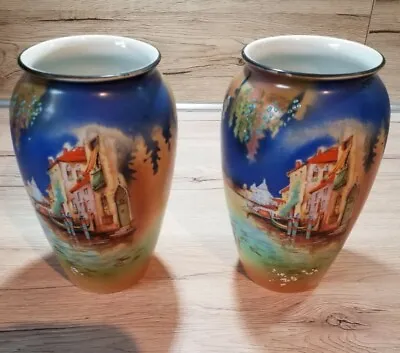 Buy A Pair Of Beautiful Vases Marked Tiber (Royal Winton?) With Venice Pattern • 19£