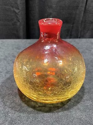 Buy Blenko Crackle Glass Amberina Bubble Bud Vase/ Candle Holder  5.5” 1960s Vintage • 37.40£