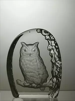 Buy Vintage Wedgwood Crystal Etched Eagle Owl Paperweight Ornament 4 1/8 - 34B • 29.99£