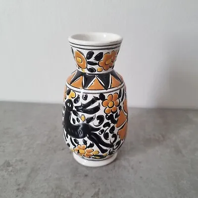 Buy Vintage Arris Rhodes Greek Studio Pottery Hand Painted Orange Black Deer Vase • 17.58£