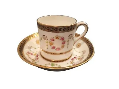 Buy Exquisite Cauldon China Coffee Can & Saucer Duo - Floral Garlands & Swags • 18£