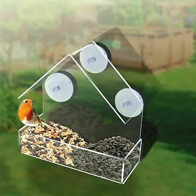 Buy Window Bird Feeder Glass Clear Viewing Suction Hanging Seed Peanut Fatball New  • 6.45£