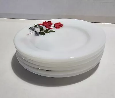 Buy JAJ Pyrex June Rose 6.5inch White Glass Dinner Plates X6 Vintage Retro • 24£