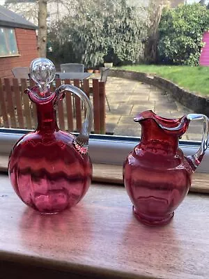 Buy Cranberry Glass Decanter And Jug • 9£