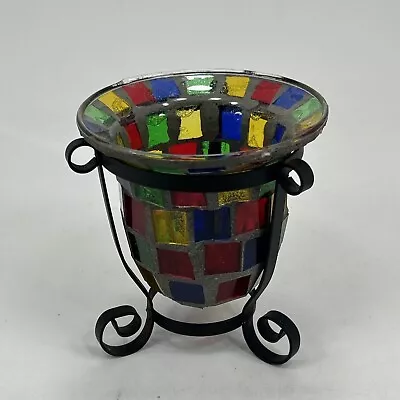 Buy Mosaic Stained Glass Candle Holder With Stand Multiple Color 5 1/4  X 5  • 9.47£
