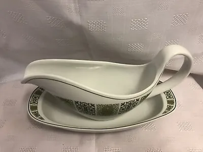 Buy Copeland Dauphine Gravy Boat And Saucer Fine Bone China White Green Patterned • 23.99£