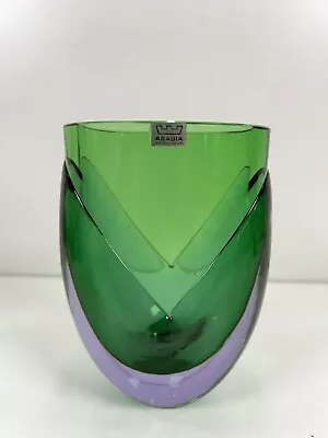 Buy Vtg Arabia Finland Glass Vase Green Purple Tulip Vase Nuutajarvi Notsjo Art • 227.45£