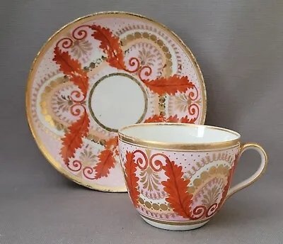 Buy Coalport Pattern 7 Red & Pink Hand Painted Cup & Saucer C1805 • 20£