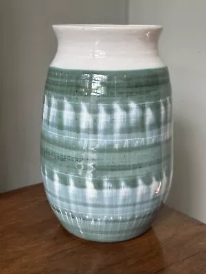 Buy VINTAGE 1960s RAYMOND EVERETT RYE Studio Pottery Vase 22cm Green/white • 60£