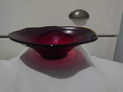 Buy Vintage Whitefriars  Ruby Red Glass Glass Bowl / Dish 1960s  • 25£