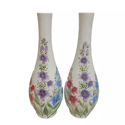 Buy Pair Of Vintage E Radford Hand Painted Pottery Vases 26 Cm Tall. • 14.99£