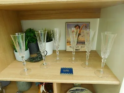 Buy Beautiful Set Of 6 Capri Cut Glass Champagne Flutes • 25£
