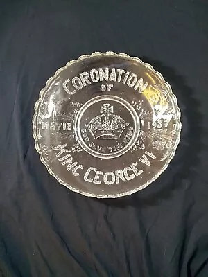 Buy King George VI Glass Coronation Commemorative Glass Plate May 1937 • 6.99£
