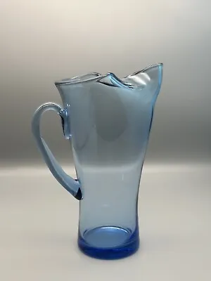 Buy LARGE Vintage 25cm Tall Art Glass PITCHER JUG Cobalt Blue Mid Century Hand Blown • 15£