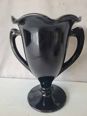 Buy H▪︎Vintage Antique L E Smith(?) Glass Black Amethyst Loving Cup Trophy Vase • 28.44£