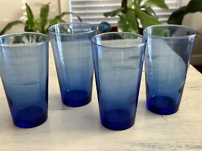 Buy Set Of 4 Libbey Cobalt Blue Tumbler Glasses Drinkware Barware Glassware Mint • 26.55£
