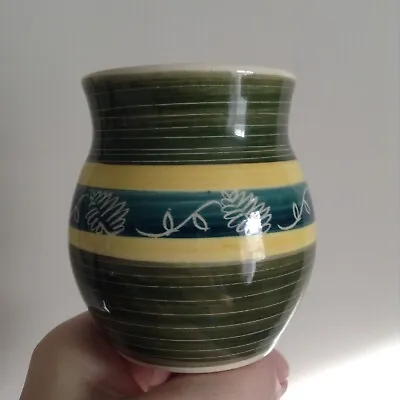 Buy Vtg Jo Lester Isle Of Wight TOTLAND Studio Pottery Small Sgraffito Leaf C3” Vase • 8.70£