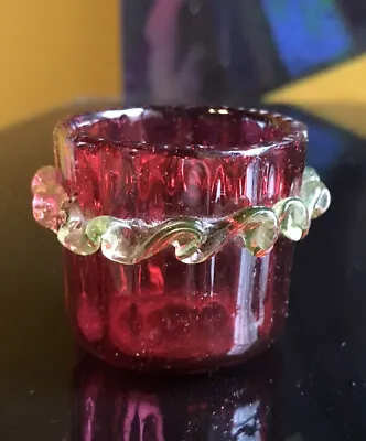 Buy Antique Cranberry Glass Pot With Uranium Trim • 9.99£