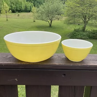 Buy Vintage PYREX Nesting Mixing Bowls  Primary Colors   Yellow 401 & 404 VGC • 41.74£